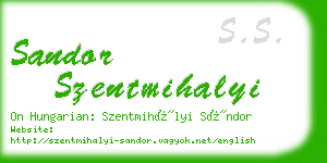 sandor szentmihalyi business card